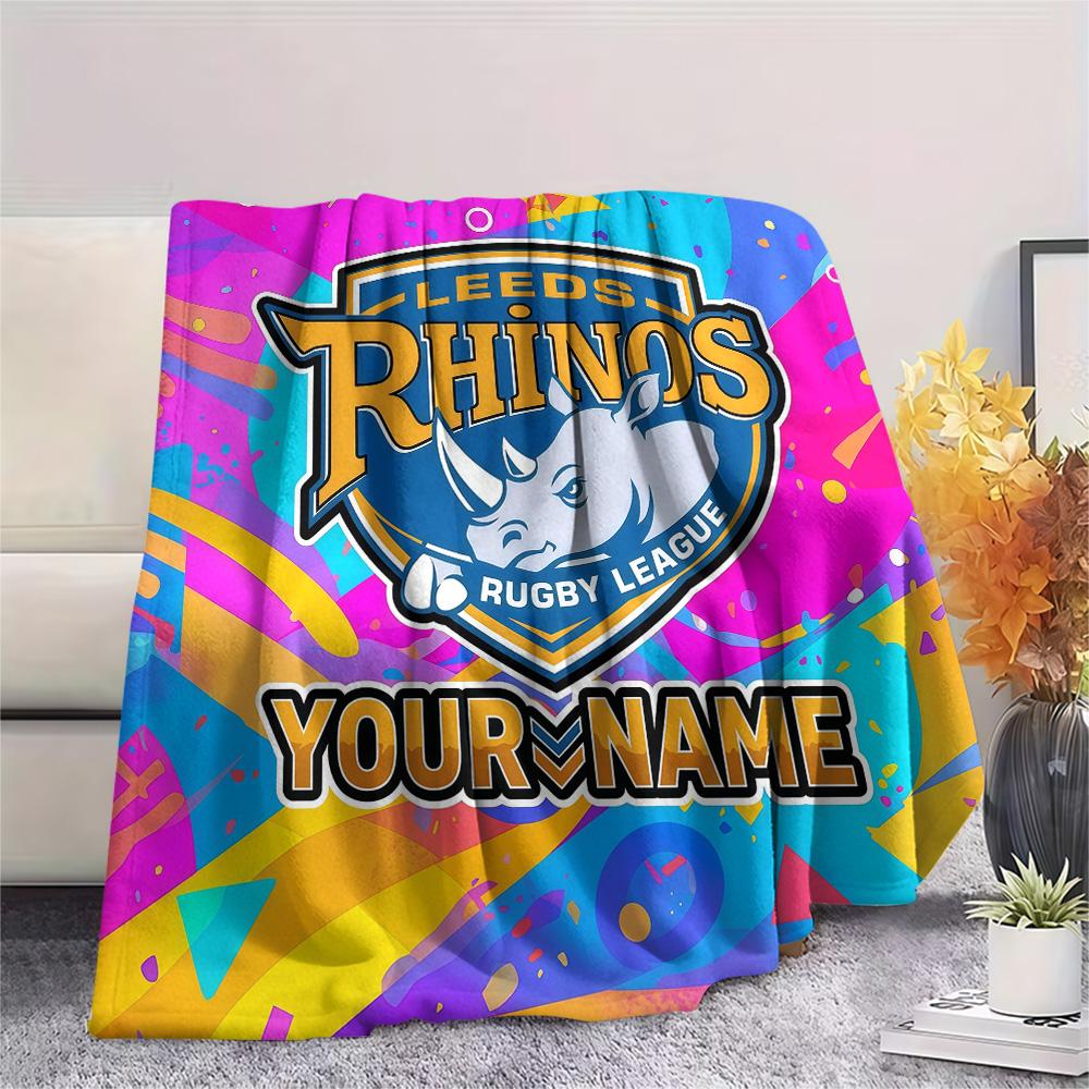 Custom Name Leeds Rhinos2 Flannel Blanket, High quality Comfortable for All Seasons, Home Decor, Warmth and Comfort