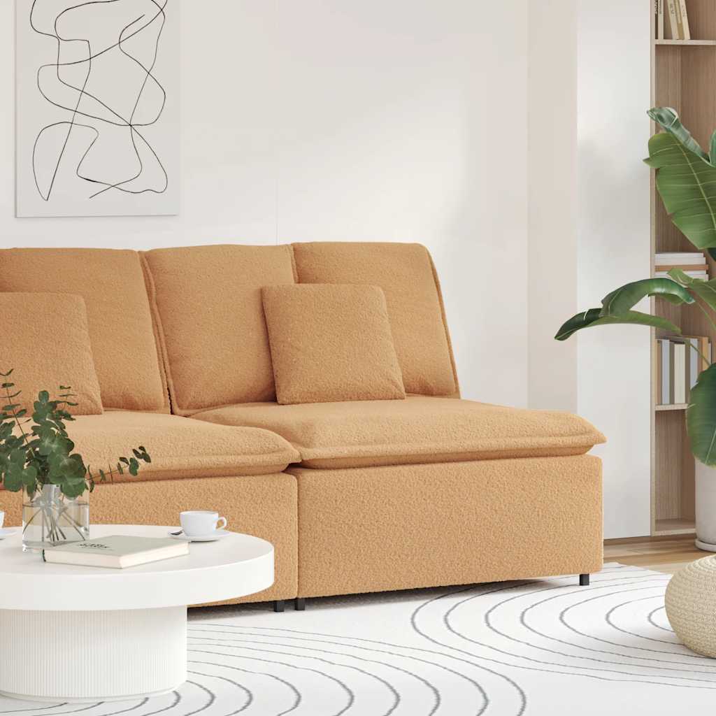 Modular Sofa Center Module with Cushions Beige 100 cm