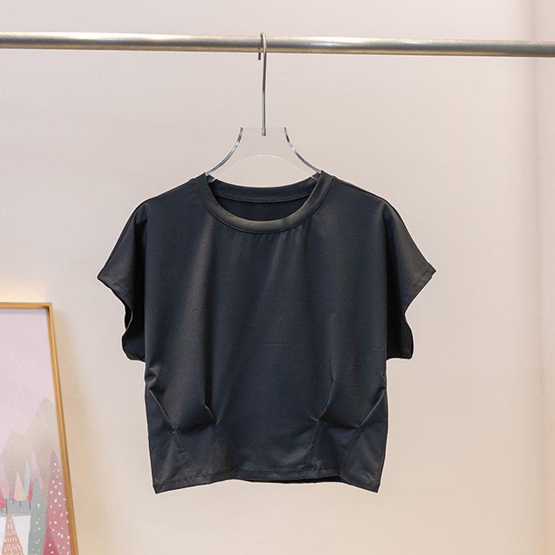 Женский быстросохнущий летний топ для йоги и пилатеса, спортивный фитнес-комплект с круглым вырезом