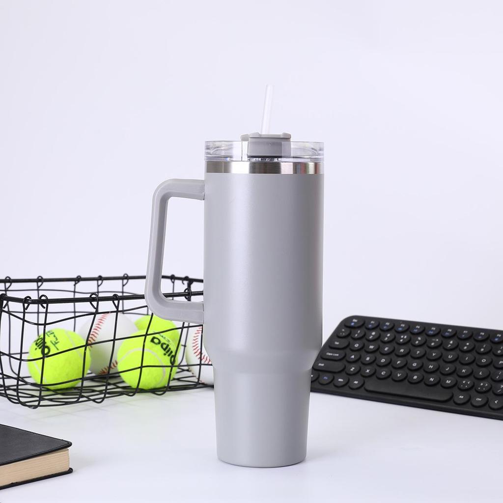 Автомобильная кружка из нержавеющей стали объемом 40 унций с ручкой и трубочкой, изолированная для холодных напитков