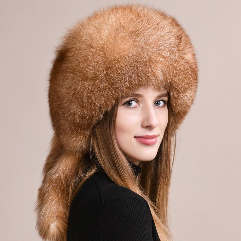 Шапка из меха лисы женская зимняя кожаная монгольская шапка этническая ветрозащитная ухо теплая северо-восточная норковая соломенная шапка детская зимняя