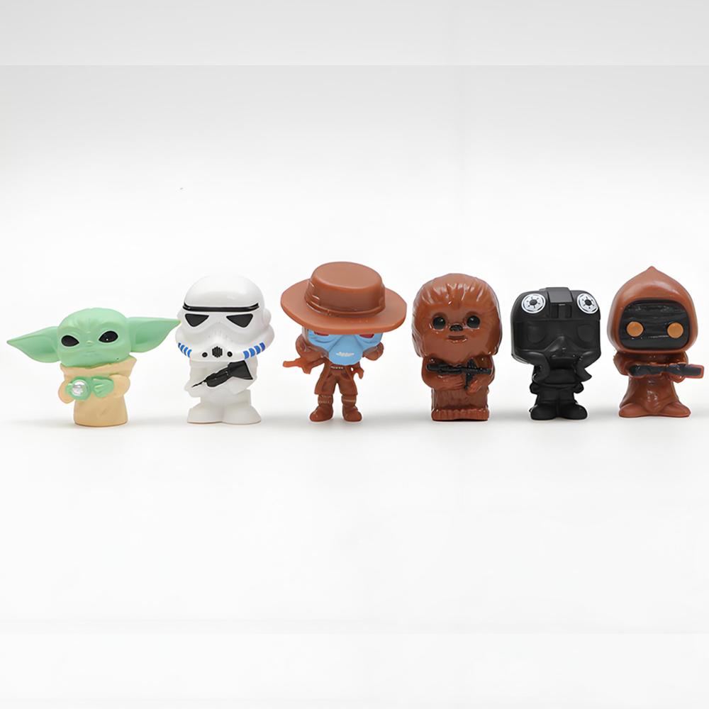 16 PCS/Set Star Wars 3-5cm Anime Mandalorian Cute Figure Action Force Awakens Black Series Darth Vader Mini Toys Model Gift