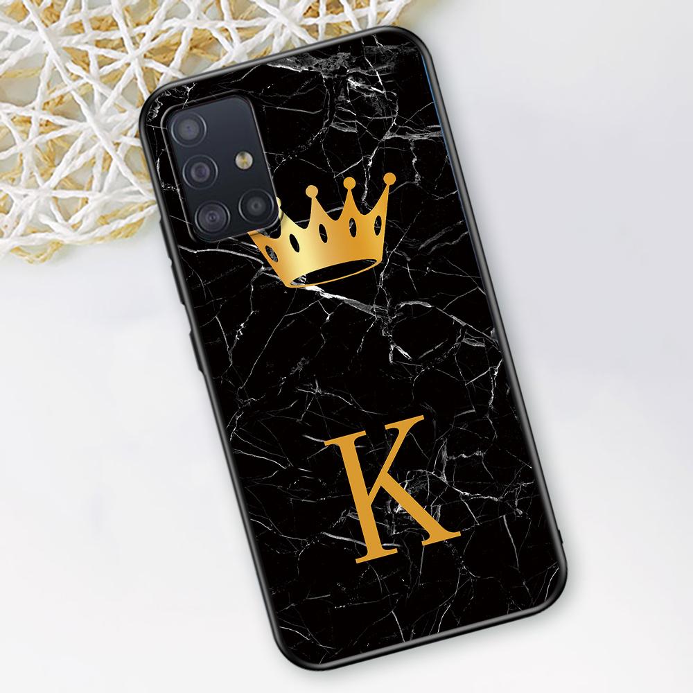 Gold Crown Letter Queen Case for Samsung Galaxy A52 A12 A53 A51 A32 A21s A22 A31 A72 A02s A13 5G A11 A41 Silicone Phone Cover