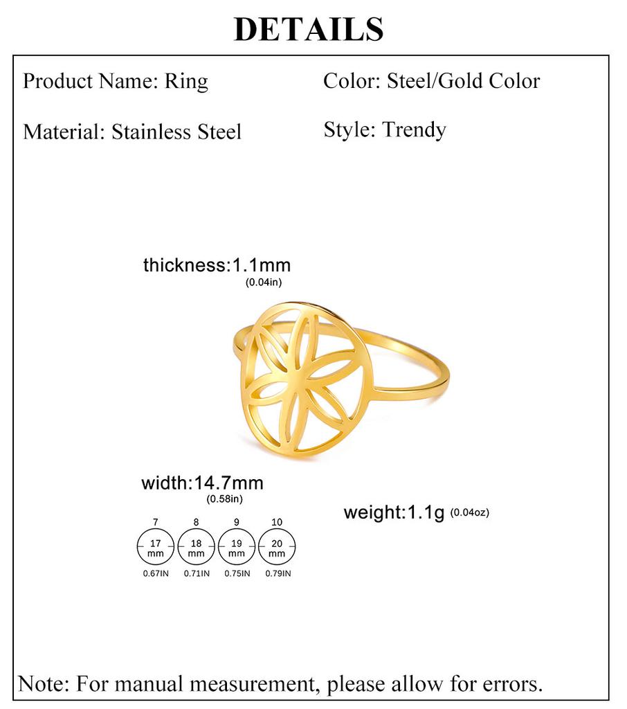 Cazador Stainless Steel Flower of Life Women's Ring Gold Color Finger Ring Jewelry Amulet Birthday Gift Wholesale 2026 New