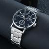 Men's Casual Blue Light Three-eyed Steel Strap Watch Quartz Movement Fashionable Gift Wholesale