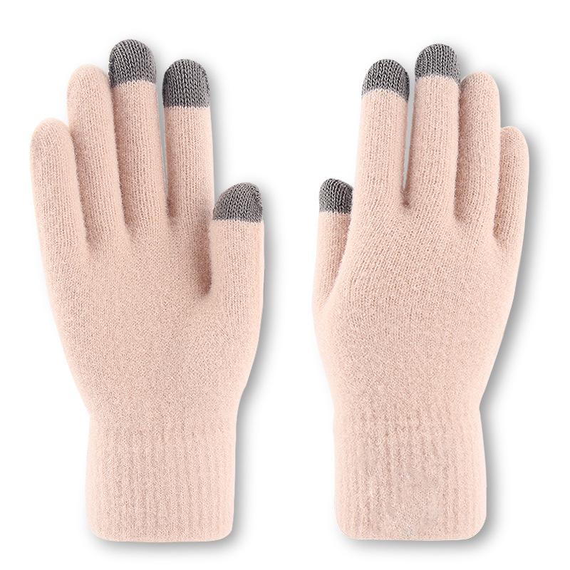 Новые перчатки с сенсорным экраном для женщин на зиму, из кораллового бархата, утолщенные, высококачественные, теплые, милые, ветронепродуваемые, вязаные перчатки, сенсорное управление