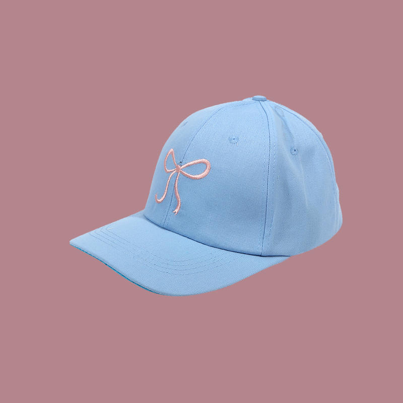 Sweet Bowknot Embroidery Baseball Hat For Women Solid Color Korean Girl Peaked Cap Outdoor Soft Cotton Snapback Sun Visors Hat