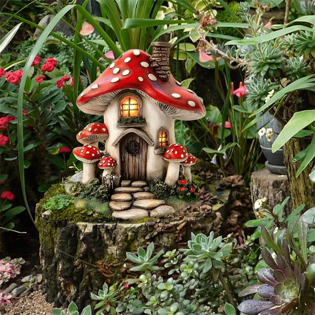 Расписанные вручную смоляные колья для домика-гриба, садовые украшения, идеально подходящие для любителей садоводства, проекты «сделай сам» для использования в помещении и на открытом воздухе