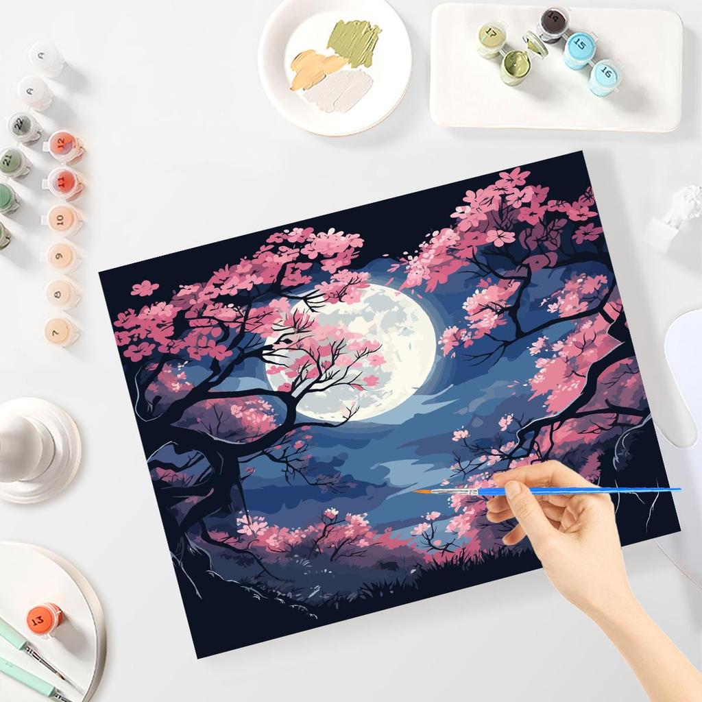 RUOPOTY Рамка под луной, пейзаж, сделай сам, наборы для рисования по номерам, акриловая картина, домашний настенный художественный декор для уникального подарка, работа