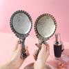 Vintage Patterned Handheld Makeup Mirror Hand Hold Oval Round Mirror Noble Restore Ancient Ways Court Mirror Beauty Tool