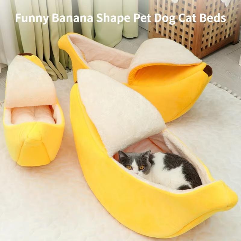 Cats Comfortable Plush Puppy Bed Banana Cat Bed House Funny Cute Cozy Convenient cat bed Warm Durable Pet Supplies