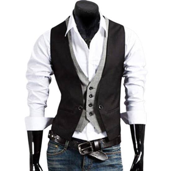 Однобортный костюм с v-образным вырезом, жилет, отличное мастерство, искусственный двухсекционный мужской деловой жилет, рабочая одежда