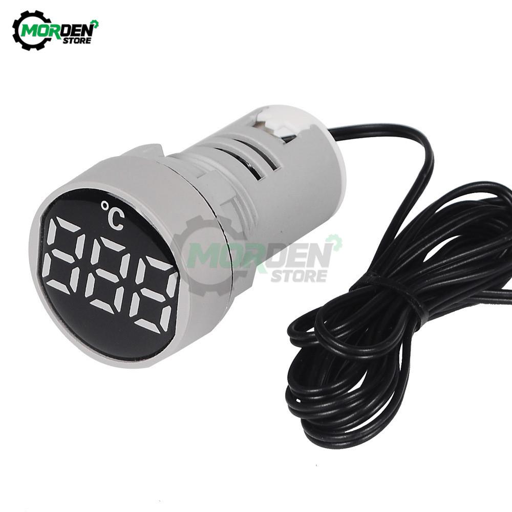 11mm Mini LED Digital Thermometer 11-119 Celsius 11-181V AC Round Small Display Indicator Pilot Light Temperature Meter Dropship