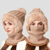 Windproof 2in1 Scarf Hat Plush Balaclavas Hat Fashion Winter Cap Mask Set  Riding