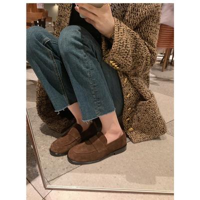 Ретро женские кожаные туфли из овчины на плоской подошве, ленивые матовые, на одном педале, ленивые, с юбкой, маленькие кожаные туфли