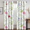 3D Flowers Classical Art Green Yellow Curtains 2 Panels Applicable Living Room Bedroom Kitchen Balcony Window Decor