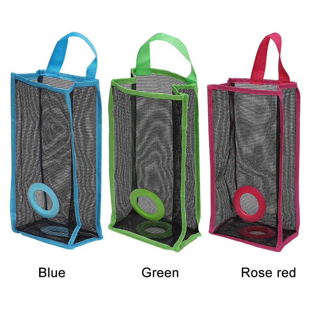 Kitchen Organizer Foldable Recycle Garbage Bag Storage Plastic Breathable Mesh Hanging Holder