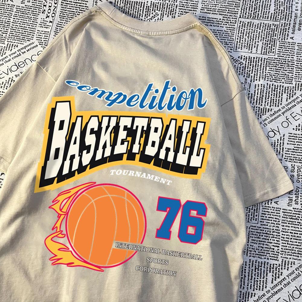Competition Basketball 76 T-Shirts Men Women Street O-Neck Clothes Loose Oversize T-Shirts Harajuku Cotton Brand Short Sleeve