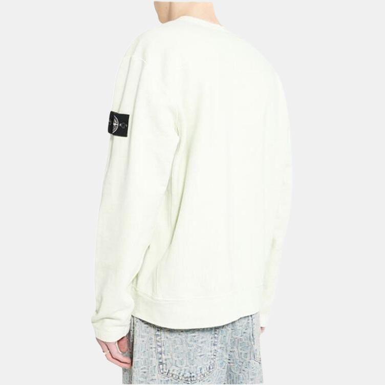 STONE ISLAND SS24 План замкнутого цикла Редкий белый лейбл Однотонный пуловер с круглым вырезом и длинными рукавами Повседневная толстовка Мужская толстовка Зеленый 8015617T3-V0051