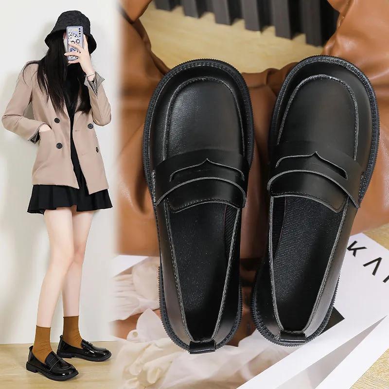 Рабочая обувь JK Маленькие кожаные туфли для женщин и студентов Универсальные весенние и осенние Маленькие кожаные туфли