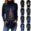Women's Fashionable Casual High Neck Printed Long Sleeve T-Shirt Pullover Top