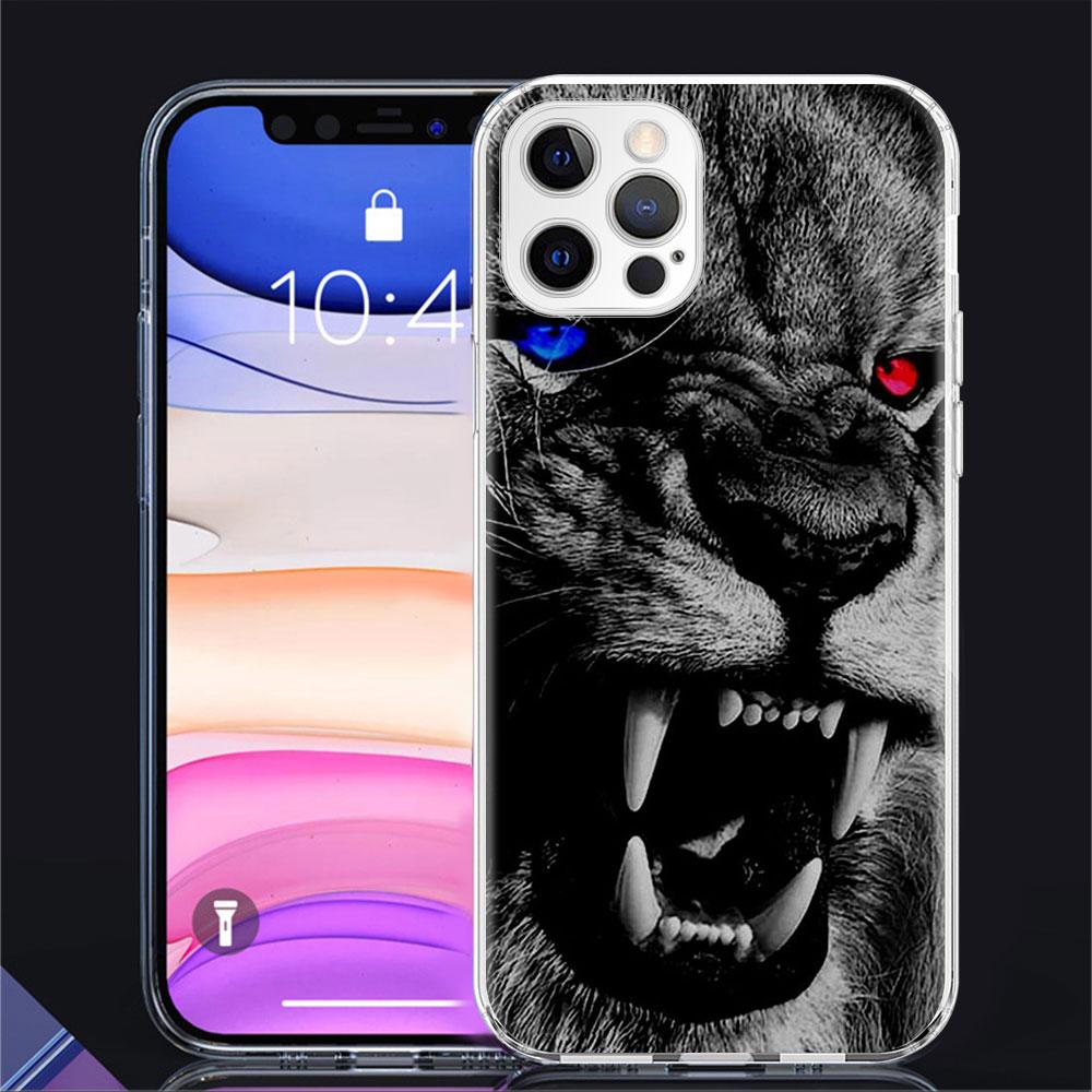 Чехол Lion Wolf для Apple iPhone 11 13 14 12 Pro 7 8 Plus XR X XS Max 6 6S 14Pro прозрачный силиконовый чехол для телефона Coque