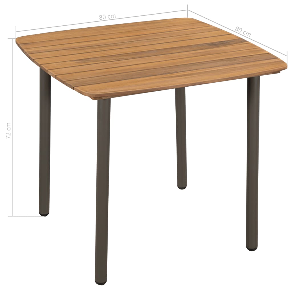Coffee Table 80 x 80 x 72 cm Solid Acacia Wood and Steel