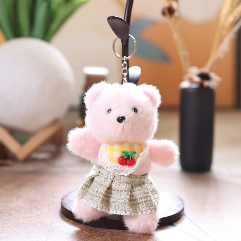 Cute Bear Plush Doll With Cherry Scarf And Skirt For Bag Decoration And Collectors