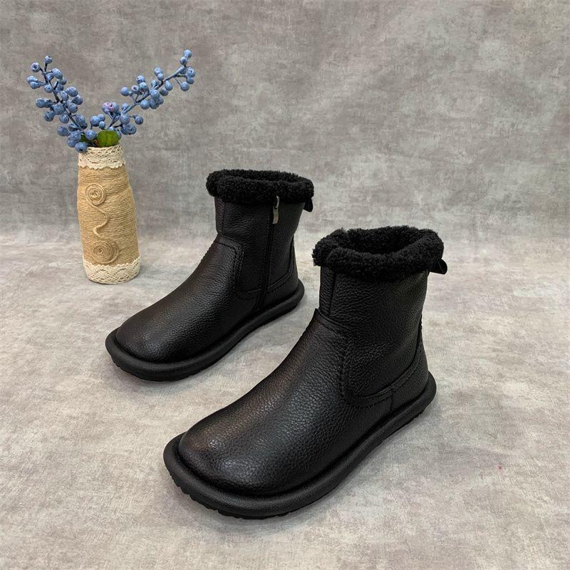 Женские осенне-зимние новые ботинки-дутики на плоской подошве с круглым носком и ретро-молнией, утепленные бархатом и мехом, теплые цельные короткие ботинки