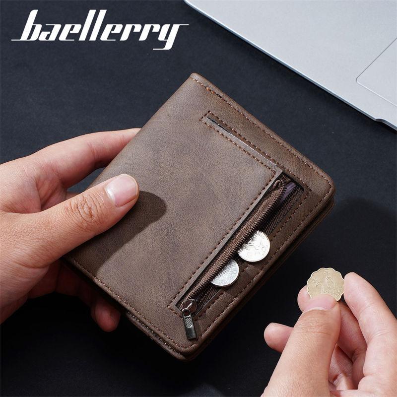 Baellerry Мужские модные короткие кошельки Классический дизайн Застежка-защелка Держатель для карт Винтажный деловой кошелек Кошельки для монет