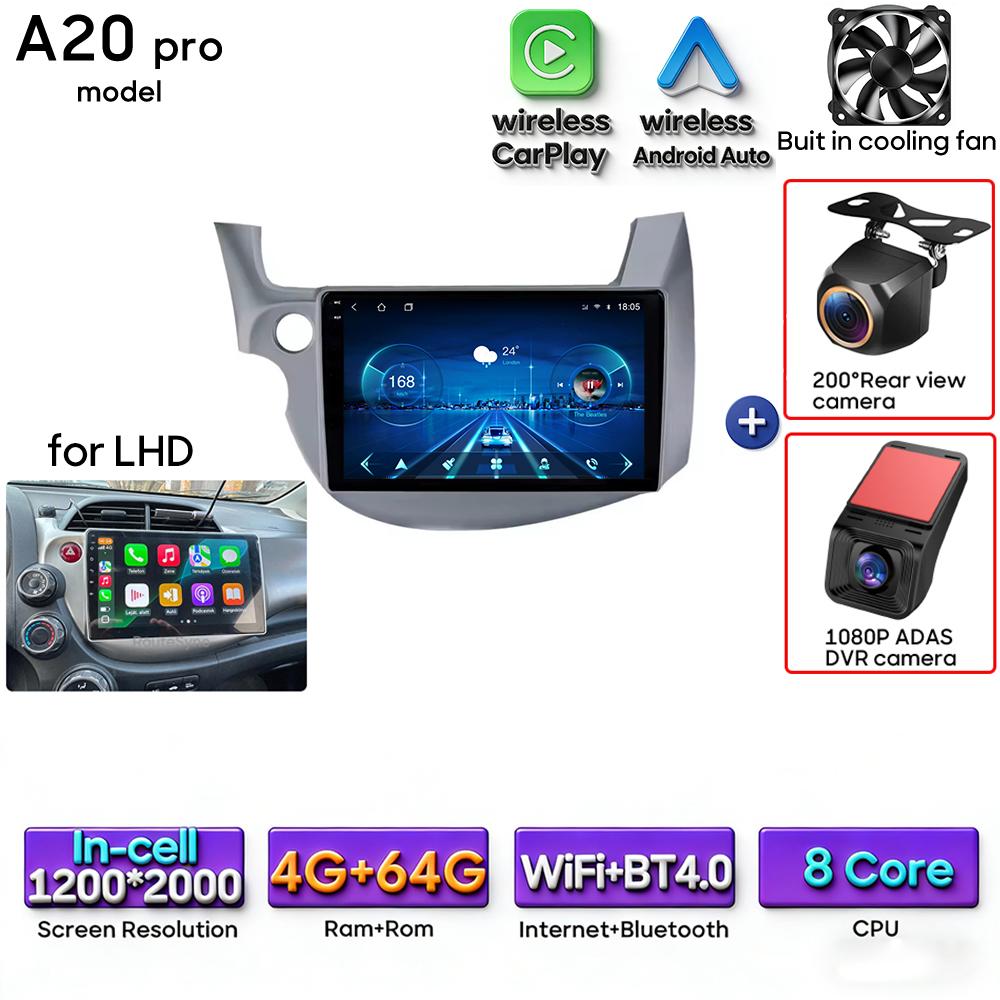 Android 16 pour Honda Jazz 2 GG 2008 - 2014 Fit 2 GE GP GE 2007 - 2014 Autoradio Lecteur multimédia vidéo GPS Navigation CarPlay