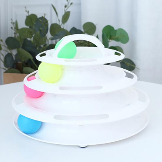 Qsezeny 4 уровня игрушка для домашних животных и кошек, тренировочная развлекательная тарелка, башня с котенком, треки, диск для кошек, разведка, тройной диск, стакан