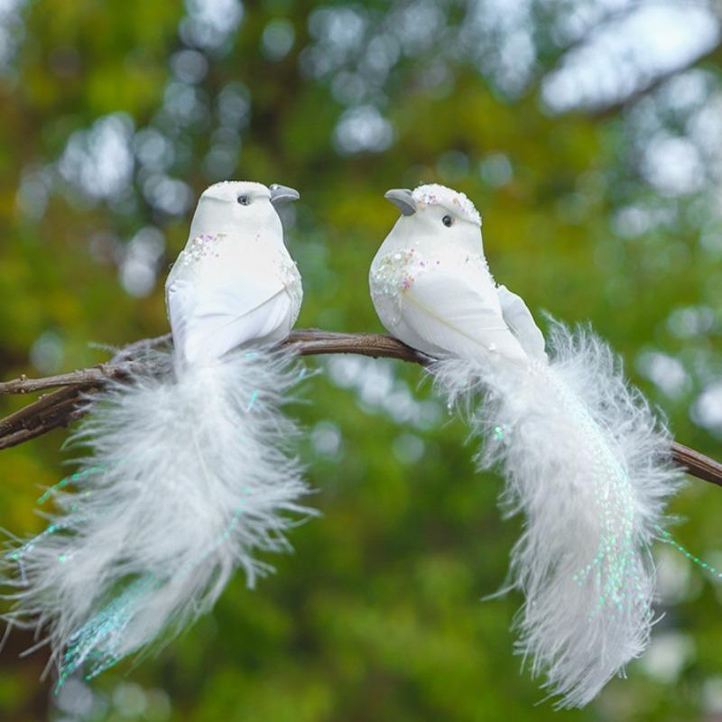 4 шт./компл., весенний пасторальный стиль, имитация птичьих перьев, длинный хвост, золотой шелк, неразлучники, двор, садоводство