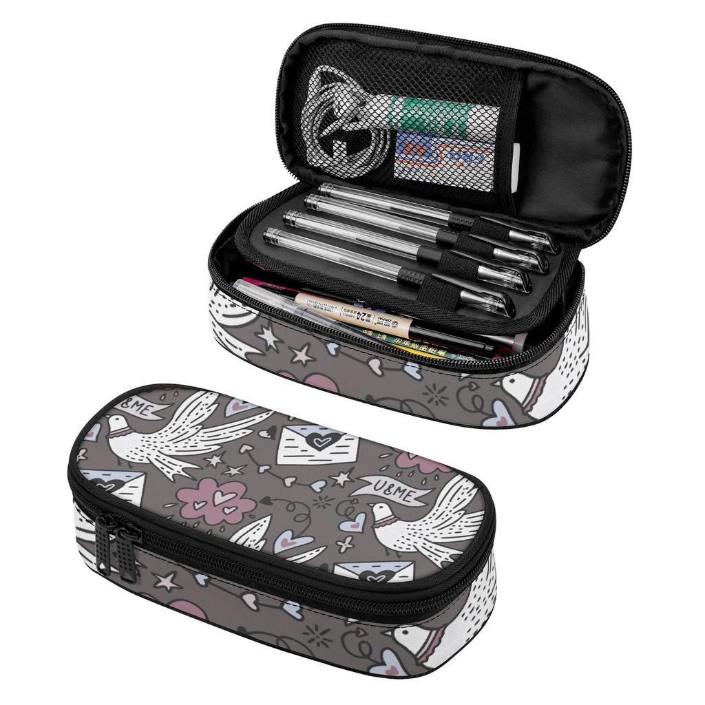 Pencil Bag Neat Design Durable 300D Polyester Smooth Zipper with Main Compartment Mesh Pocket and Pen Slots for Teens and Students