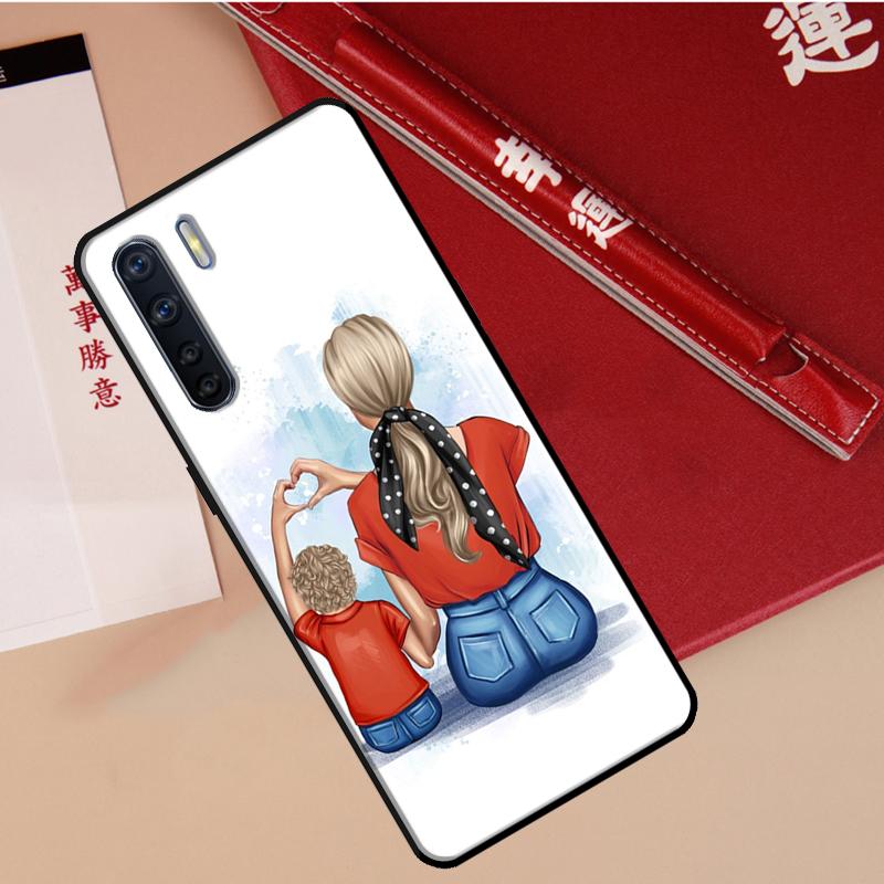 Черные Каштановые Волосы Малыш Мама Девушка Сын Чехол Для OPPO A96 A76 A16 A17 A57 A77 A57s A15 A5 A9 A31 A53 A52 A72 A93 A54 A74 A94 Чехол