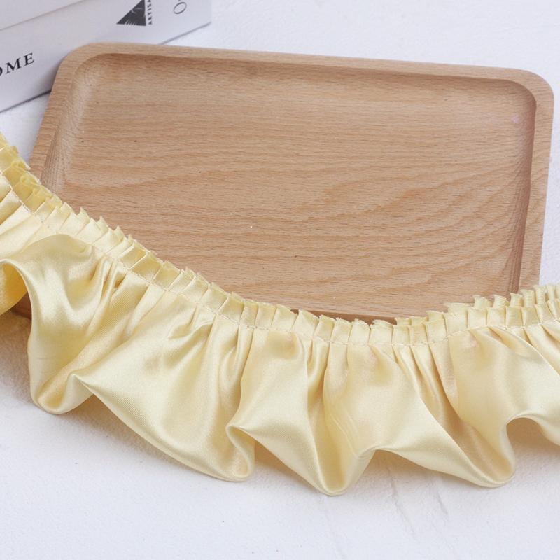 10 м Двухслойная оборка с кружевной отделкой, блестящая атласная плиссированная лента, кромка ткани, подгиб для свадебного платья, кукольного платья, DIY детское шитье, рукоделие