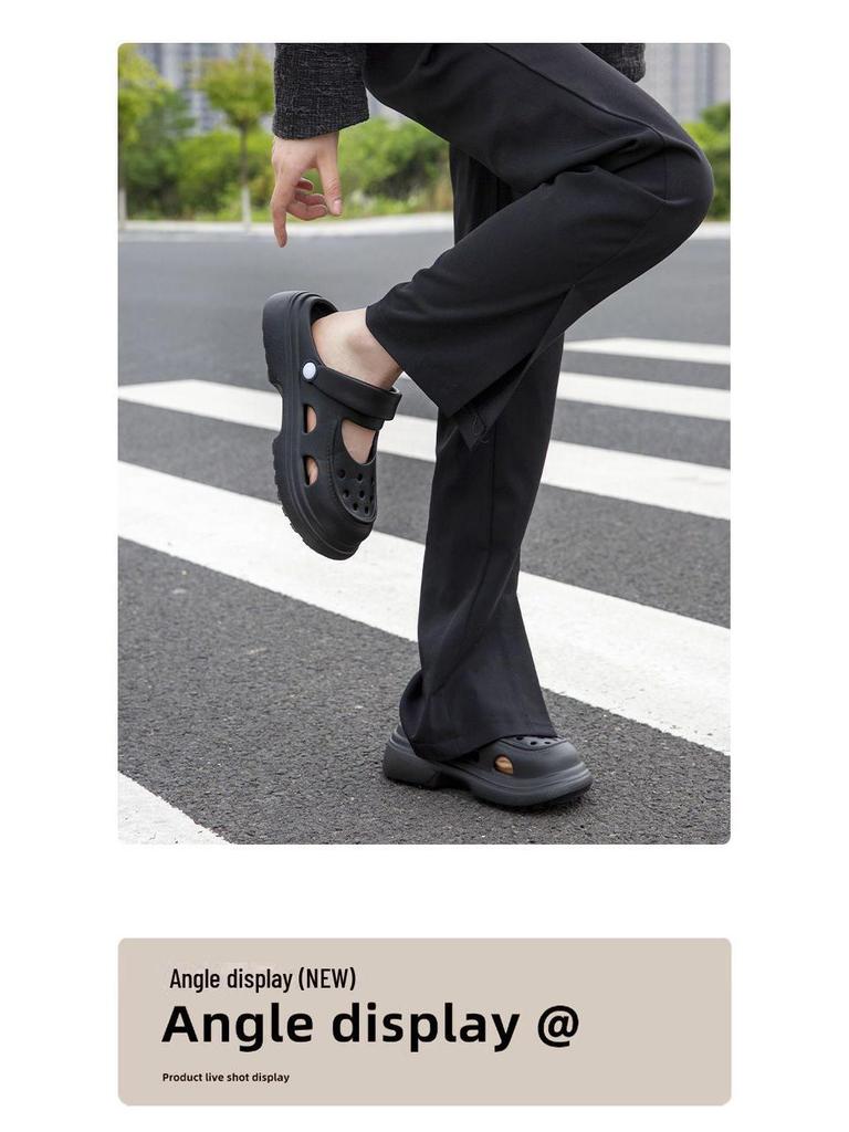 Женские улучшенные туфли EVA Mary Jane: Пляжные сандалии с закрытым носком, на толстой подошве, увеличивающие рост, нескользящие