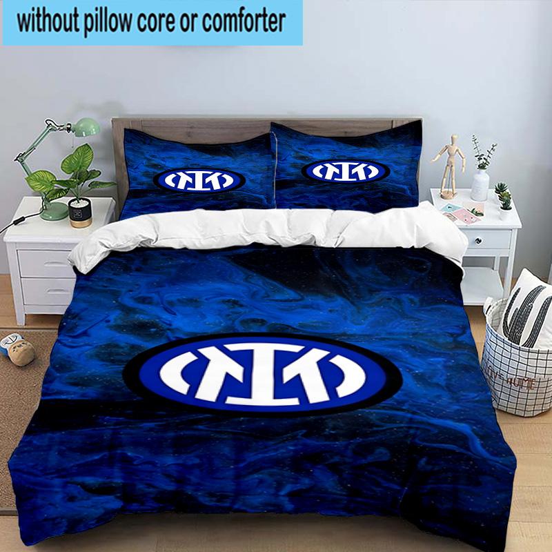3pcs Mi-lan FC Emblem Printed Bedding Set Duvet Cover Closure Includes 1 Duvet Cover & 2 Pillowcases Bedding Sets Home Decor Gifts