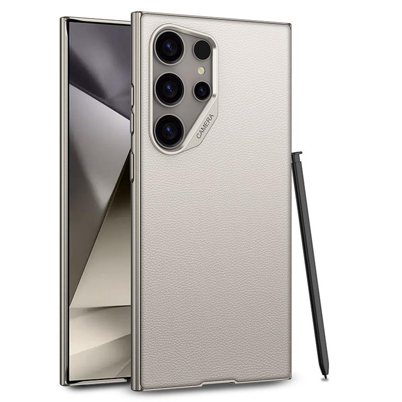 Подходит для чехла для мобильного телефона Samsung S24Ultra S24uc Натуральная пигментированная кожа S24Ultra Противоударный простой защитный чехол