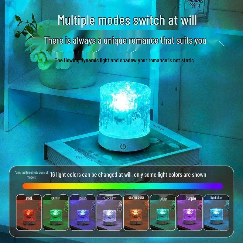 Ночник с узором ряби: Романтический вращающийся прикроватный светильник для уютной атмосферы в спальне