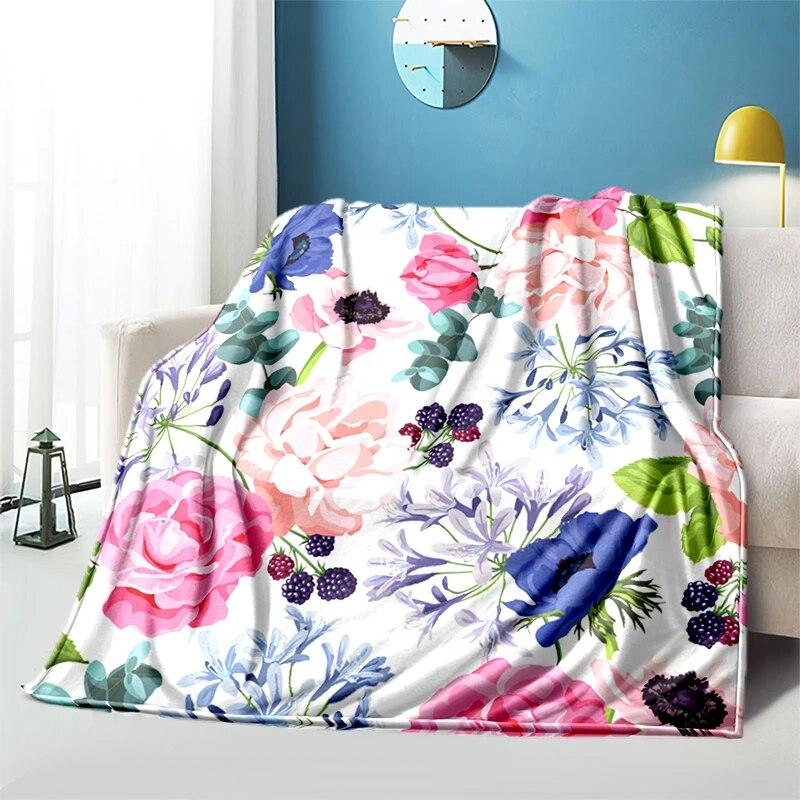 Мягкий плюшевый диван-кровать с цветком розы, тонкие одеяла для пикника с героями мультфильмов, современное фланелевое одеяло Gedruckt Bettdecke Geschenk