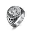 European and American Style Roman Empire Caesar Stainless Steel Ring Retro Style