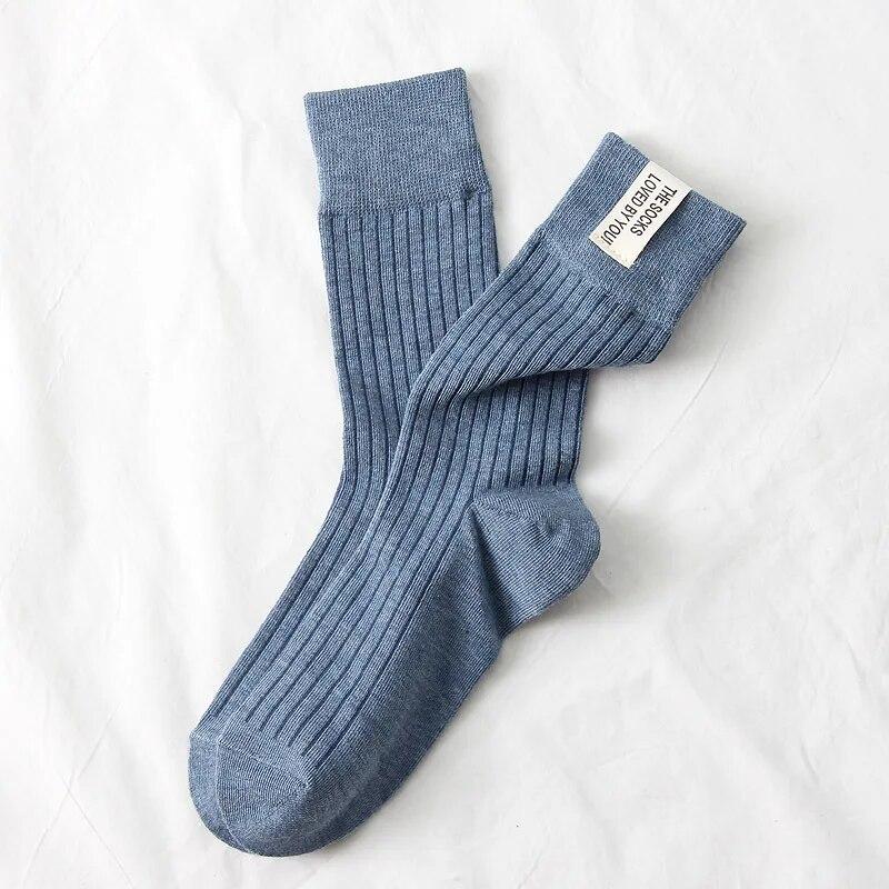 Новые винтажные уличные длинные носки в стиле Харадзюку, модные хлопковые вязаные женские однотонные носки, носки в японском стиле для девочек, осень-зима