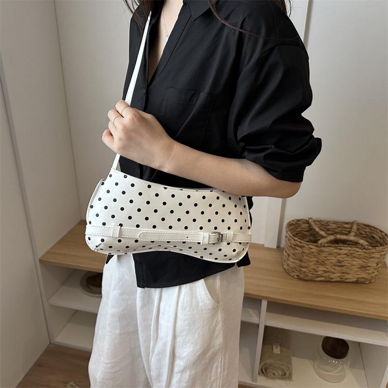 Vintage Polka Dot Color Block Women Fashion Single Shoulder Handheld Underarm Small Square Bag