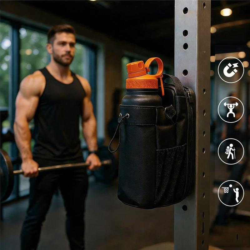 Magnetic Fitness Bag Sports Water Bottle Bag Portable Water Bottle Hanging Bag Crossbody Bag Mobile Phone Key Storage Pocket