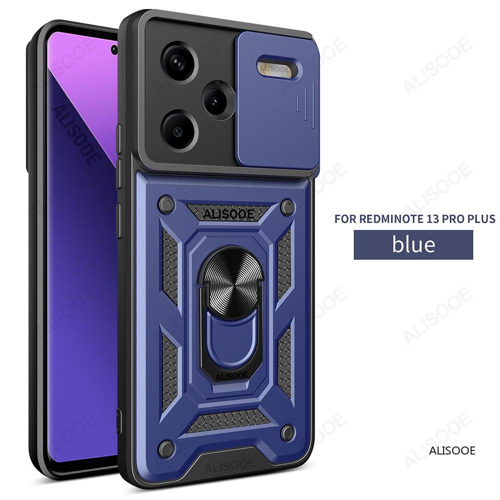 Slide Camera Funda для Redmi Note 13 Pro Plus Чехол для Xiaomi Redmi Note 13 Pro Capa Вращающееся кольцо-подставка Ударопрочный чехол
