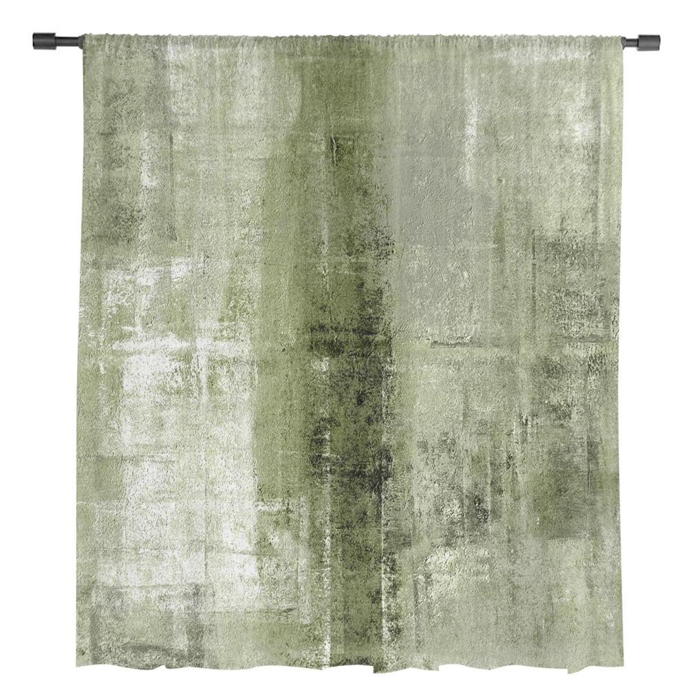 Картина маслом абстрактные зеленые травянистые прозрачные шторы для гостиной украшения оконные занавески для кухни тюль вуаль органза шторы