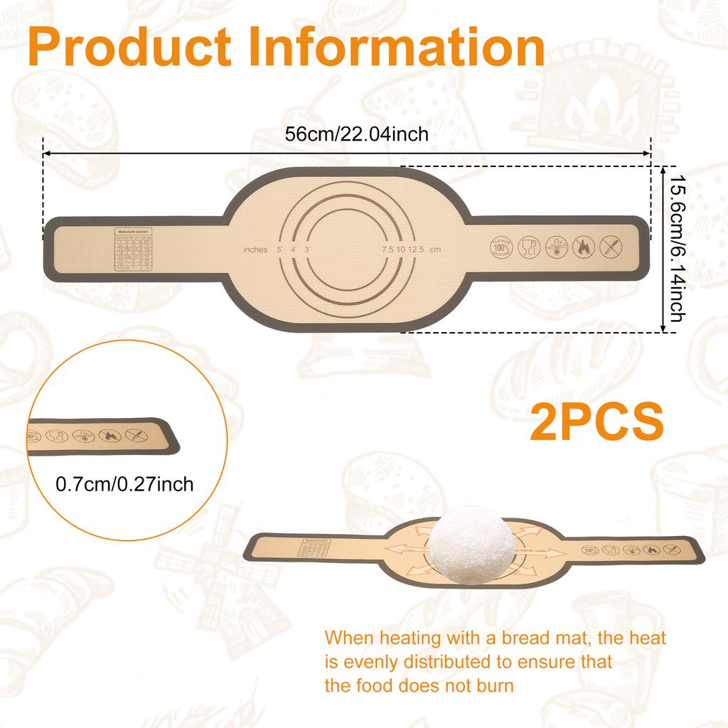 2 шт. силиконовый слинг для хлеба, антипригарный силиконовый коврик для выпечки, длинная ручка, термостойкий, слинг для хлеба на закваске, вкладыш для голландской духовки