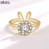 Romantic Cherry Blossom Anxiety Fidget Spinner Rings for Women Cute Rabbit Butterfly Beads Rotate Relaxing Ring Party Jewelry