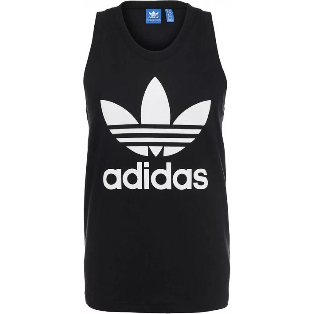 adidas Оригинальный трилистник с принтом букв, круглый вырез, жилет без рукавов, мужские топы, черный цвет BK7104